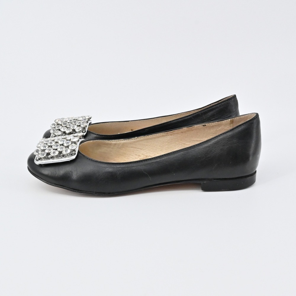Kate Spade Rhinestone Flats Womens Sz 6.5B Black Leather Embellished Ballet Chic - Picture 3 of 10